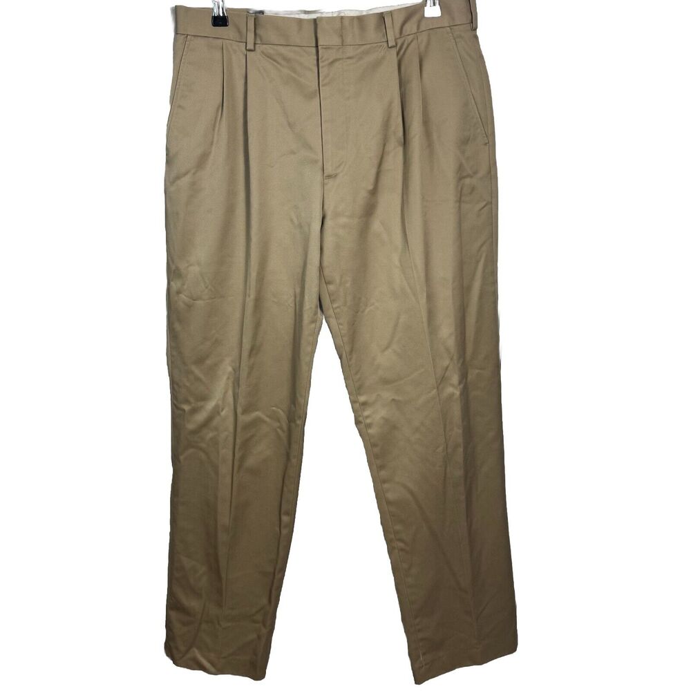 Lands End Men's Traditional Fit Cotton Twill‎ Khaki Pants Size 33x32